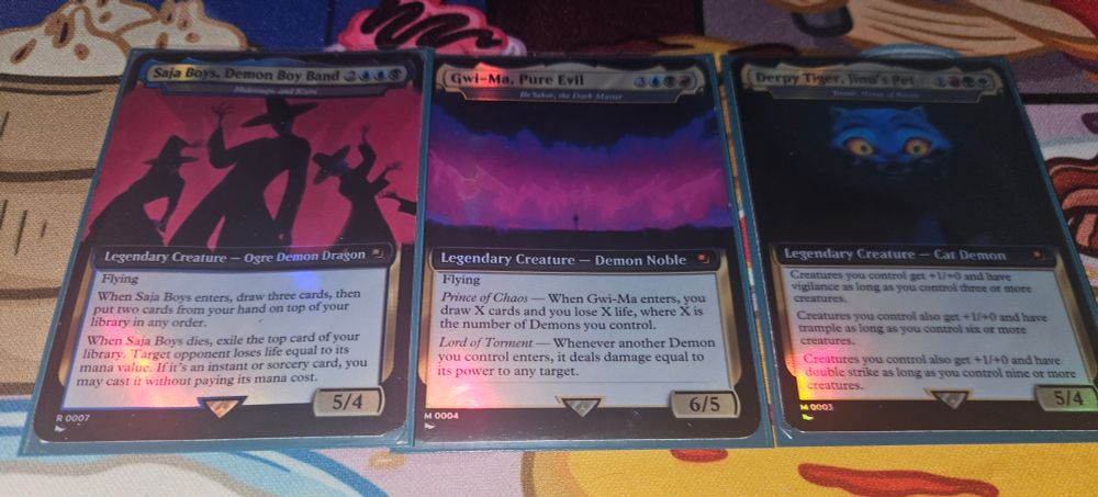 Magic proxies of Saja Boys, Gwi-Ma, and Derpy Tiger from Kpop Demon Hunters