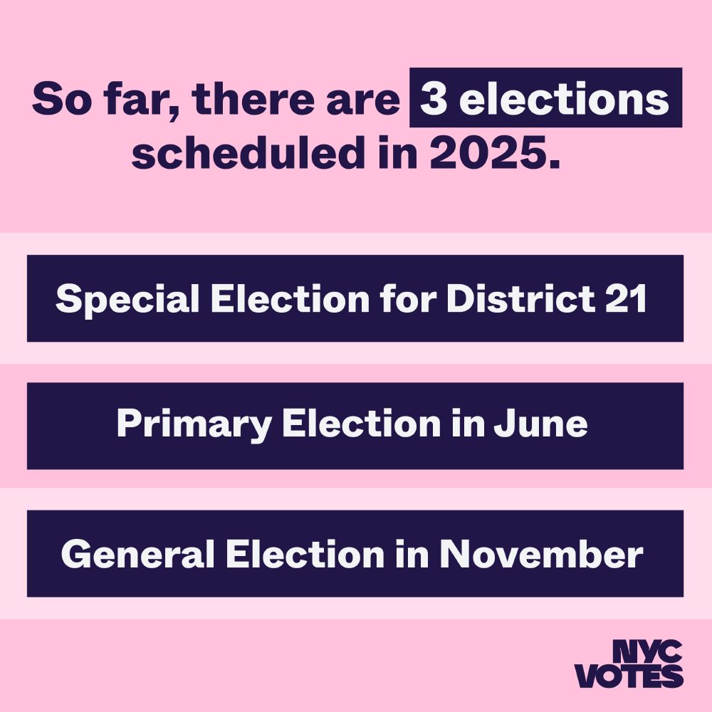 So far, there are 3 elections scheduled in 2025. Special election for District 21, Primary election in June, General election in November. 