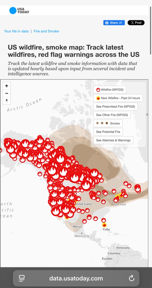 A map from USA Today showing that literally almost the entire continent is currently on fire