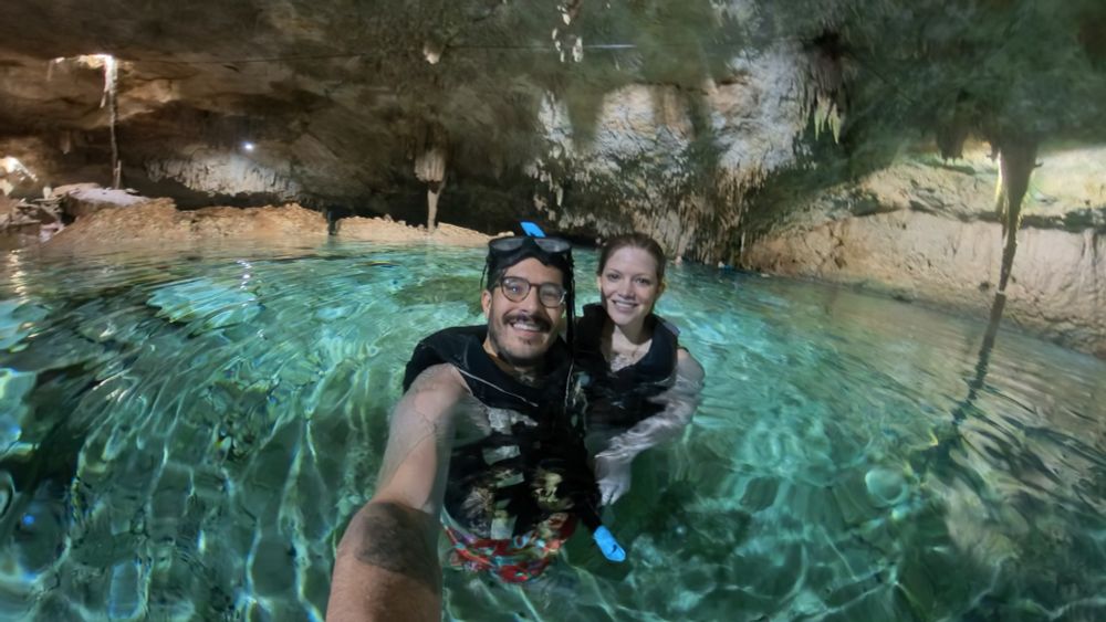 My wife and I in an underground cave/cenote