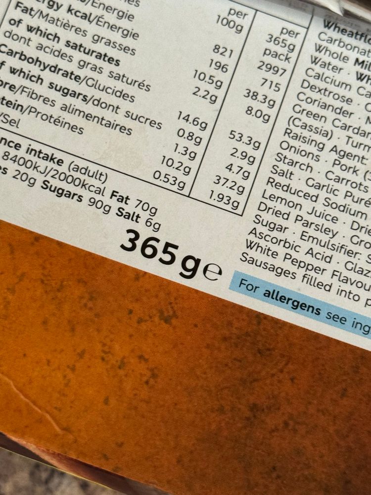 a photo of a Yorkshire pudding thing from M&S and it’s 365g