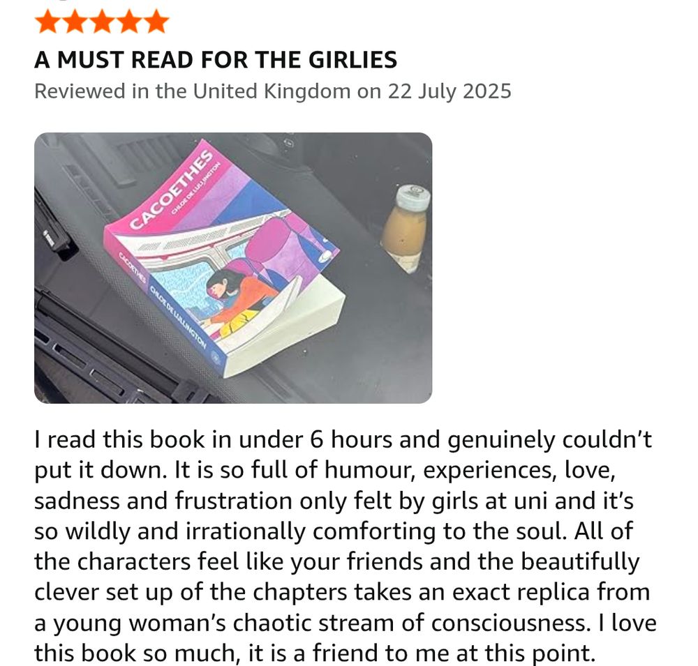 A five-star review of Cacoethes on Amazon 