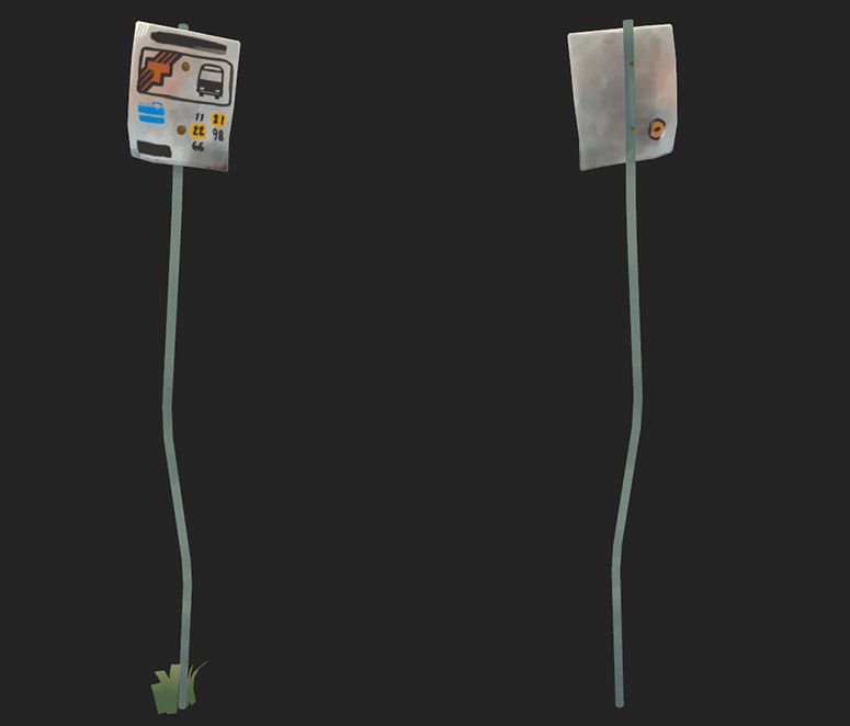 a slightly beat-up stylized 3D winnipeg transit sign