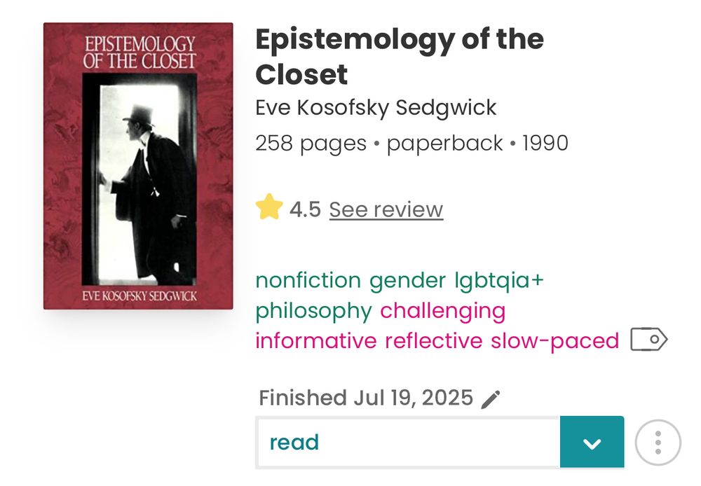 Screenshot of a page showing Epistemology of the Closet by Eve Kosofsky Sedgwick. 