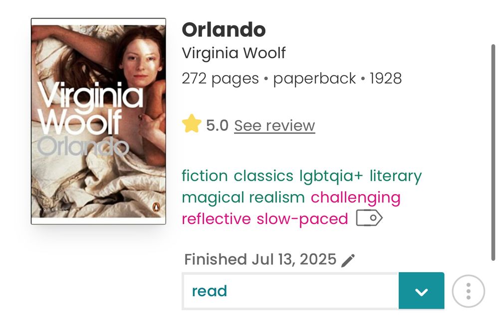 Screenshot of a page showing Orlando by Virginia Woolf. 