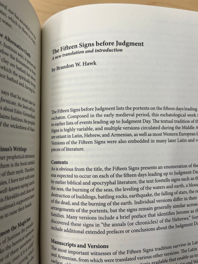Photo of the first page of “The Fifteen Signs before Judgment” contribution to the volume cited in previous posts
