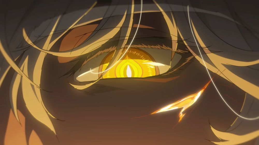 Nanook's (fond?) gaze at Phainon, cheek scratched.