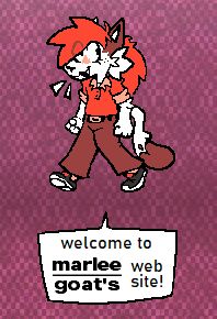 tiny alex walking stating "welcome to marlee_goat's website!"