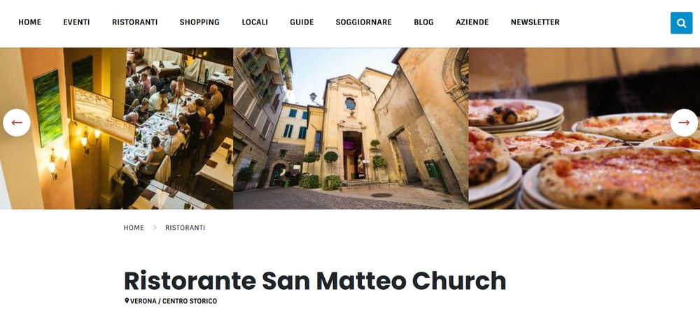 Screenshot des "Ristorante San Matteo Church" in Verona, einer Kirche, die in ein Restaurant umgewandelt worden ist.