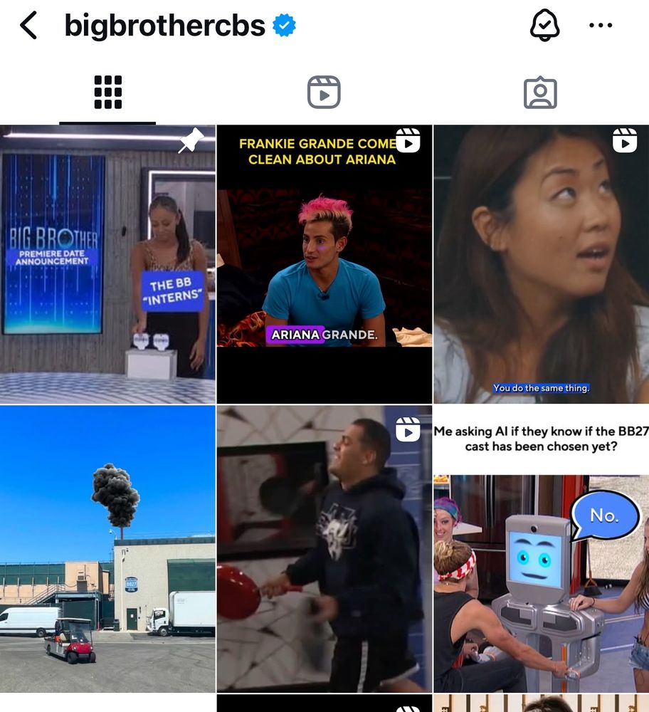 Screenshot of Big Brother Instagram account. The Chima video they posted yesterday is gone 