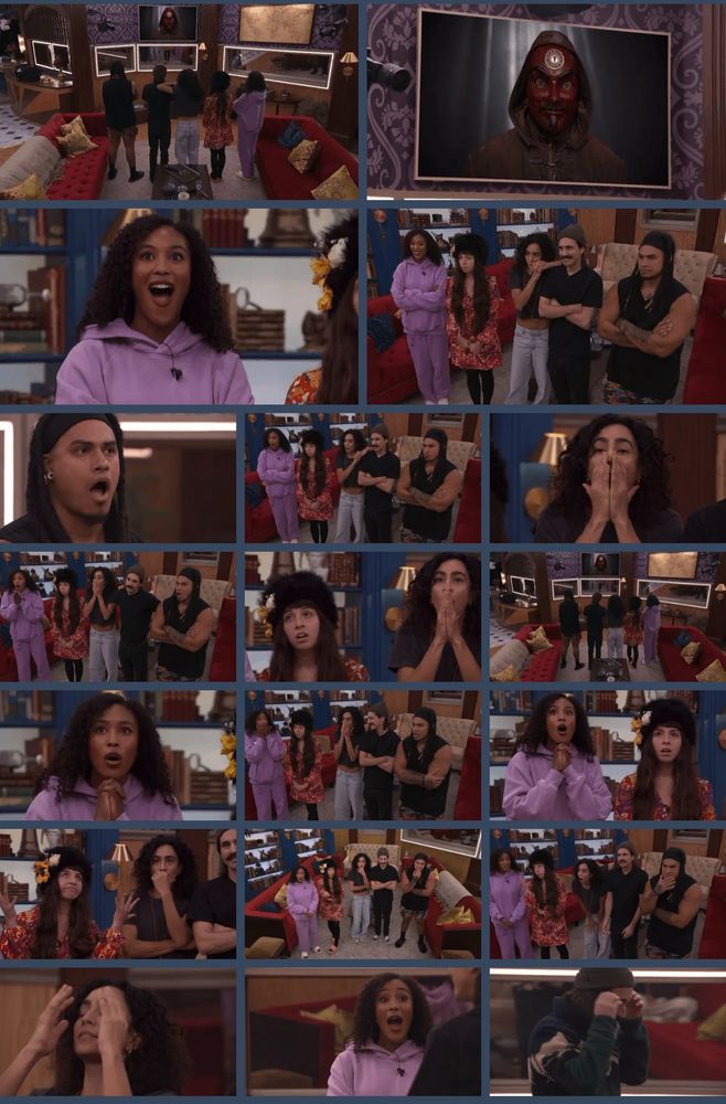 Screenshot of a Tumblr post of bb27 gifs, mostly shocked faces 😮