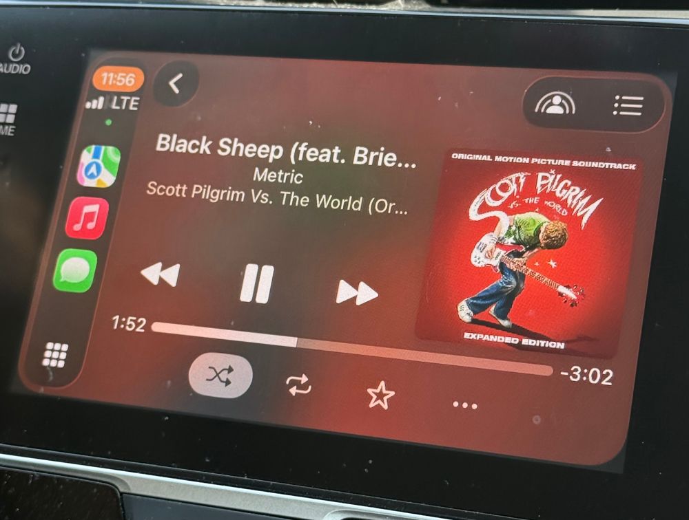 Apple CarPlay displaying the greatest song written for a movie ever