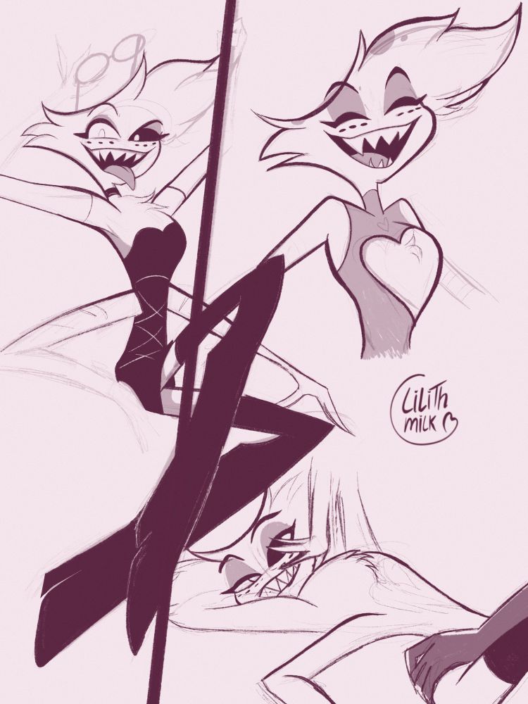 Angel Dust of Hazbin Hotel sketches 