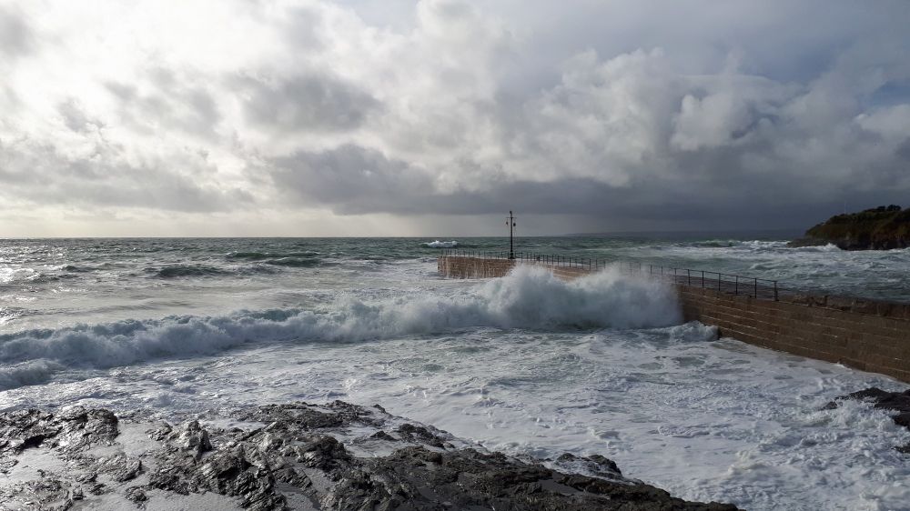 Rough seas at the Cornish village of Porthleven.