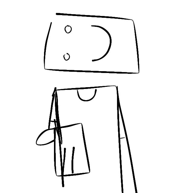 Sketch of EM holding out his hand towards the camera (gilz's pov), he's wearing a t-shirt and is smiling [ :) ]