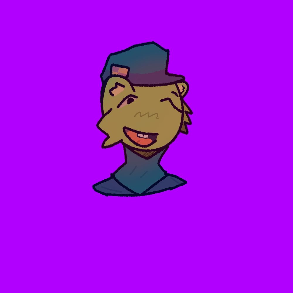 Flippy (Happy Tree Friends) with his mouth open, one eye open and one eye closed. Happy. (And passive.)