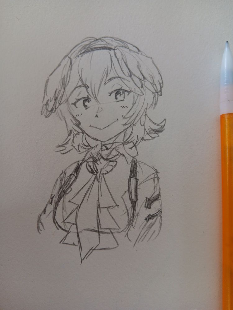 A picture of a sketchbook with a drawing of Hololive's Takane Lui