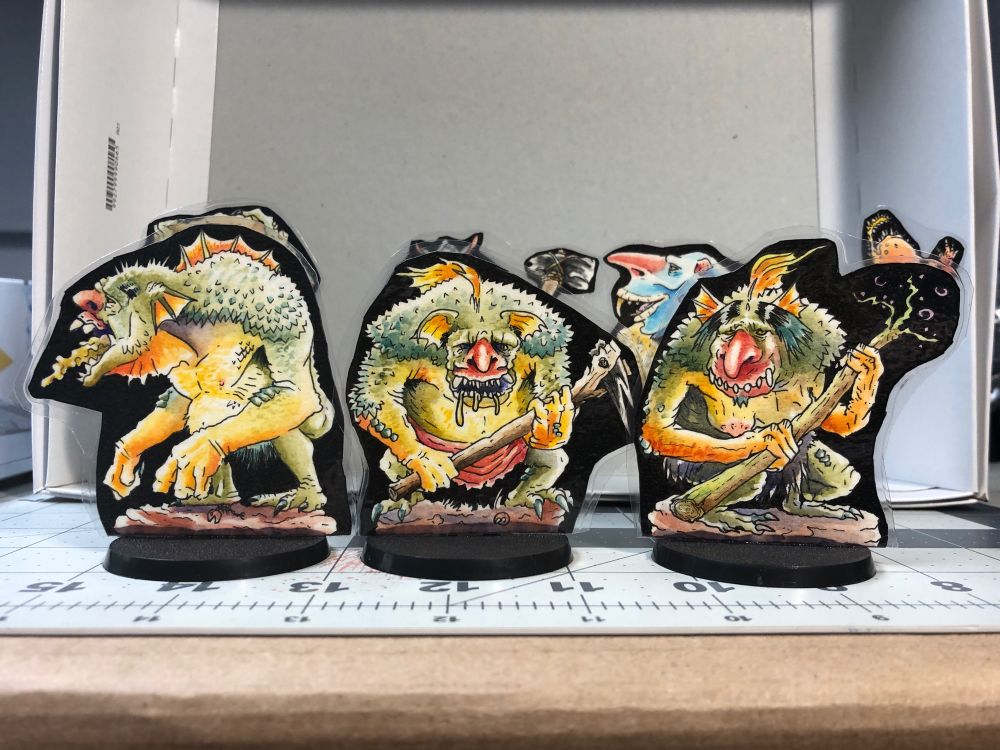 Three swamp trolls. Scaly, slimy and made with hints of fish.