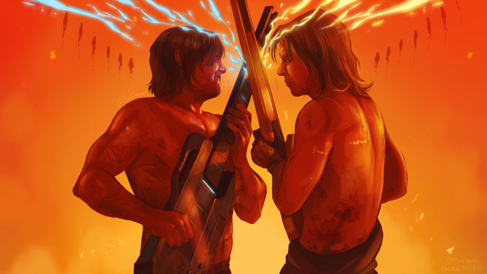 (Death Stranding 2 Spoilers)
Illustration of the Sam and Higgs boss fight during the shred off