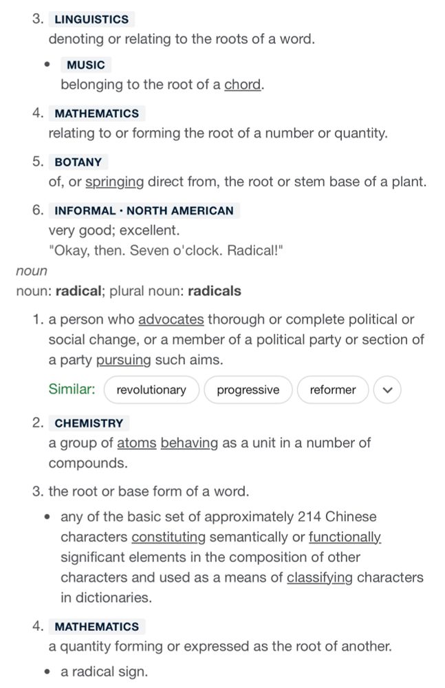 .. from #google , meaning of #radical