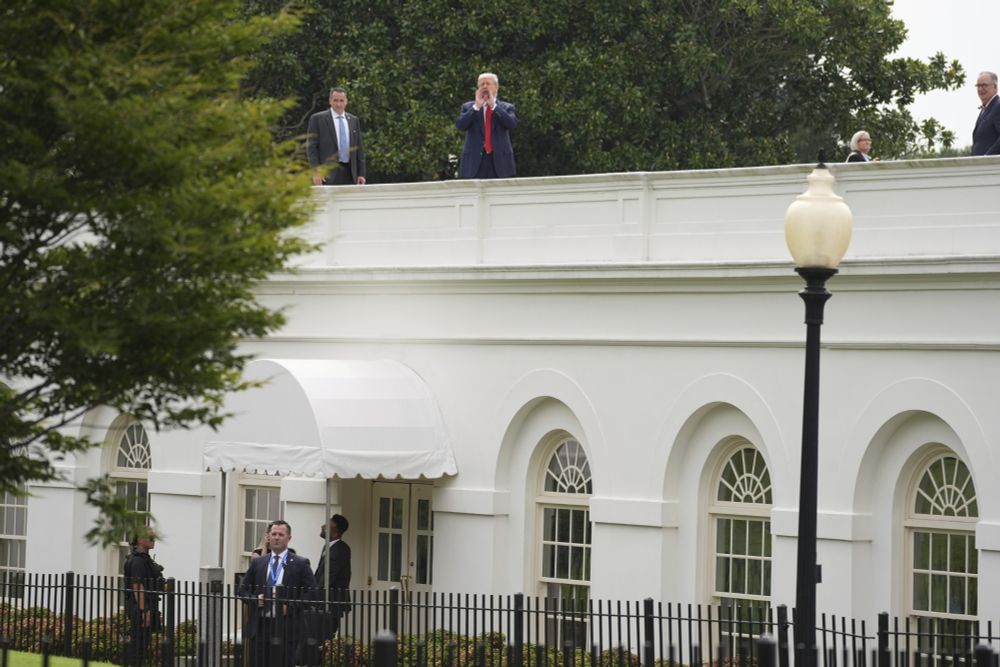 President Trump on the roof of the White House