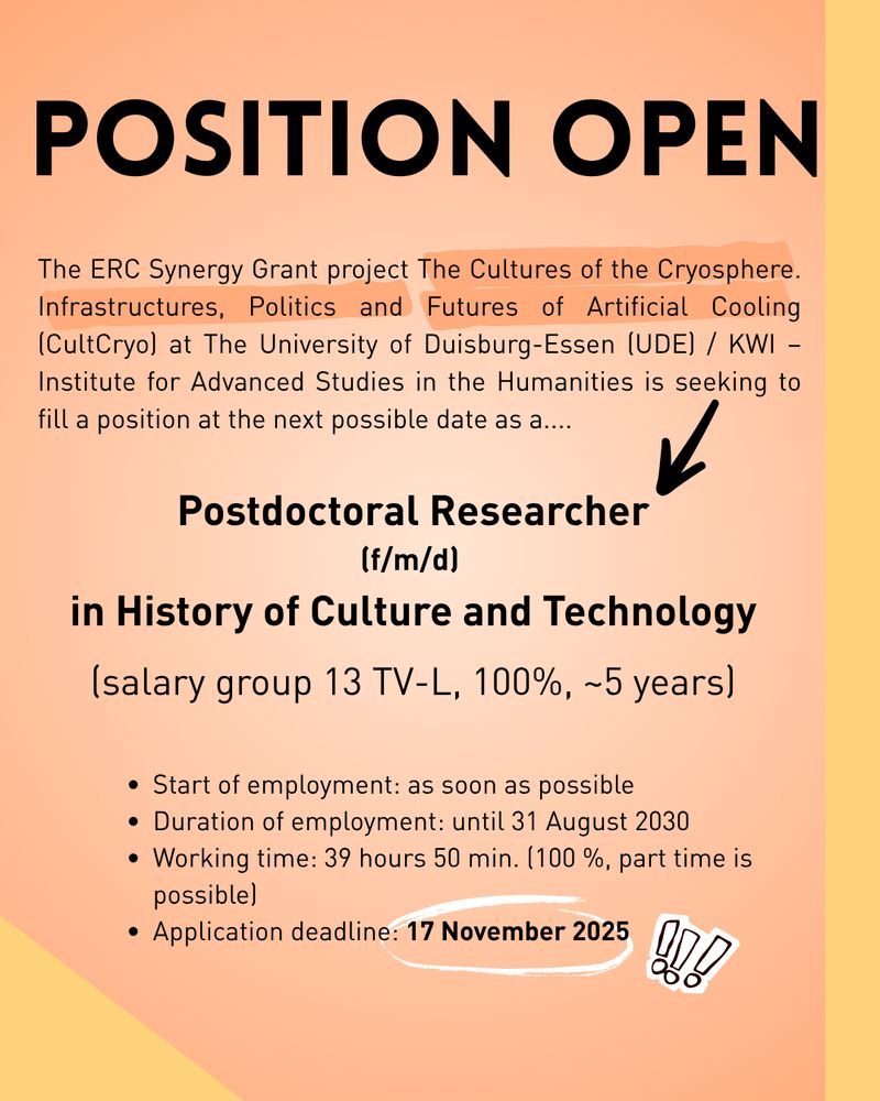 Position open PostDoc ERC Project CryoCultures