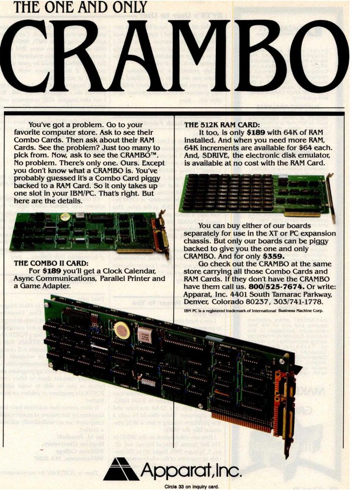 Ad for Crambo brand RAM card from Apparat, Inc