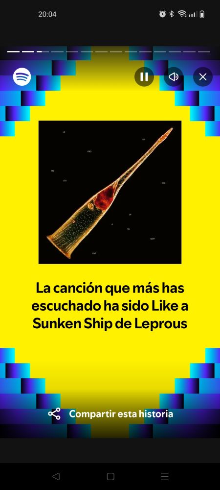 Captura de Spotify wrapped. La canción que más he escuchado este año ha sido Like a Sunken Ship de Leprous.