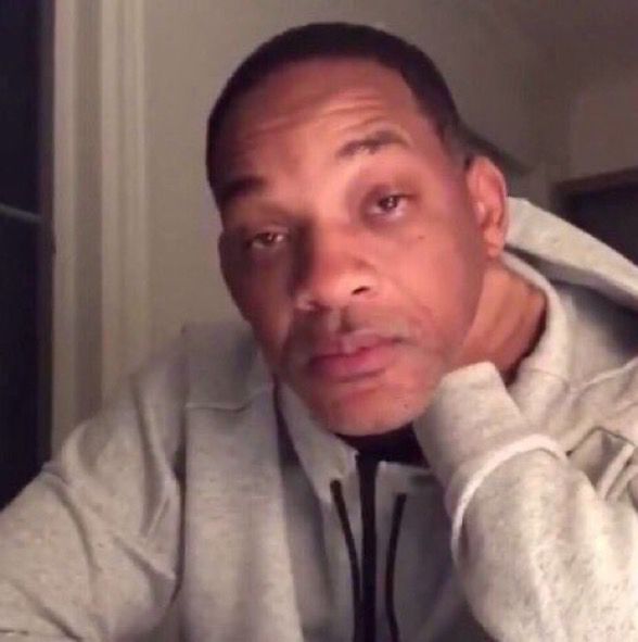 Photo of a wretchedly exhausted Will Smith. He’s wearing a gray hoodie, and has his left hand against his neck.

This man look like he’s written and sang every negro spiritual. He tired A F.