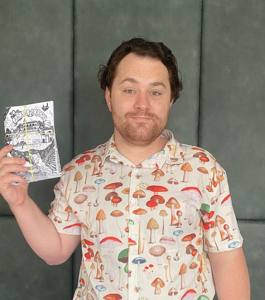 Me with my 2021 Zinequest game Arcane Academia