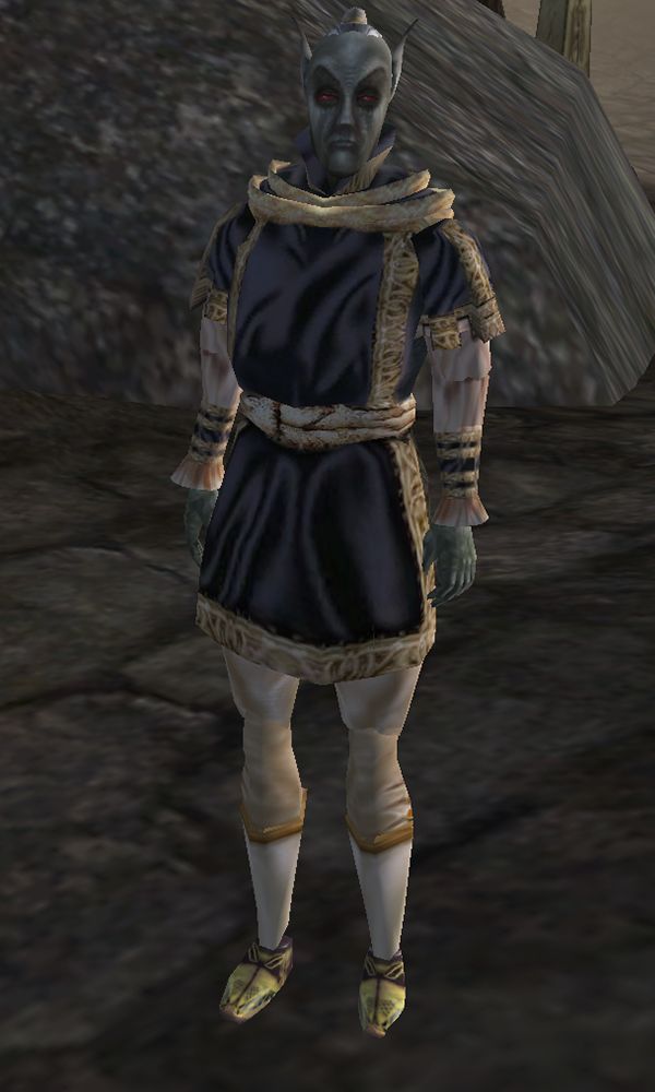 The dunmer (dark elf) named Mathis Dalobar, from Morrowind