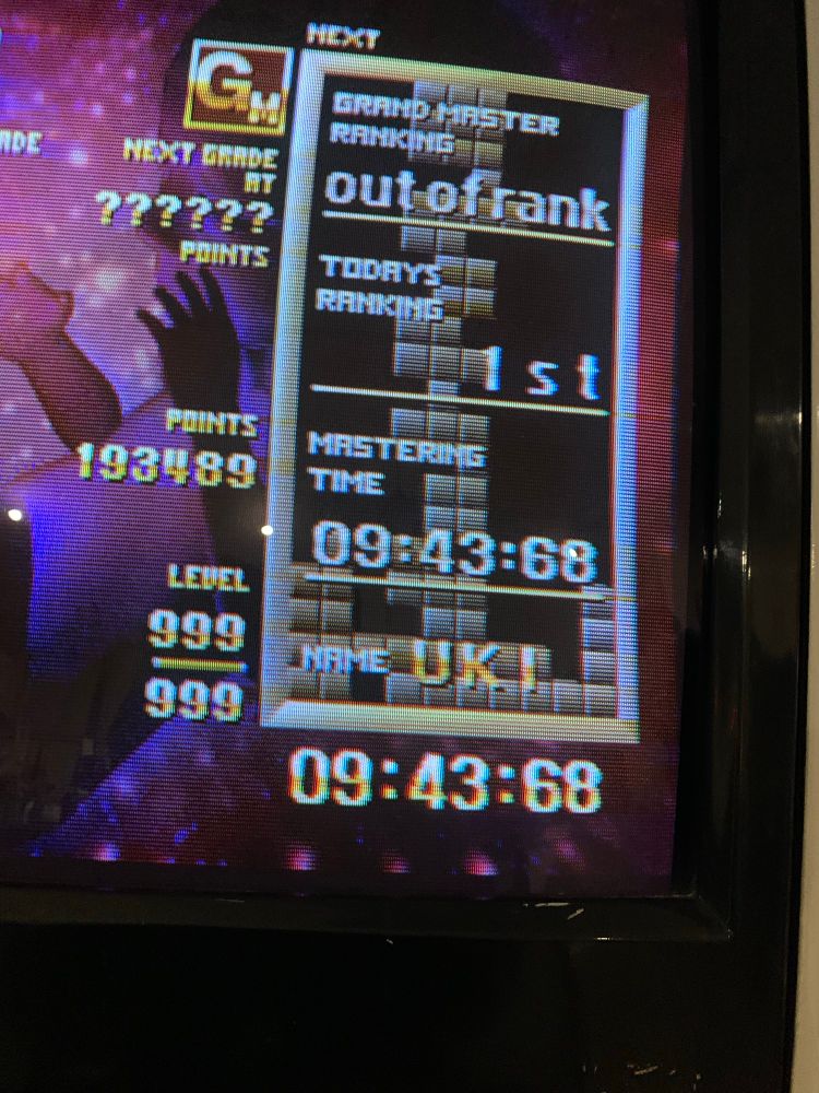 A time gotten from TGM1. It reads GM, 9:43:68