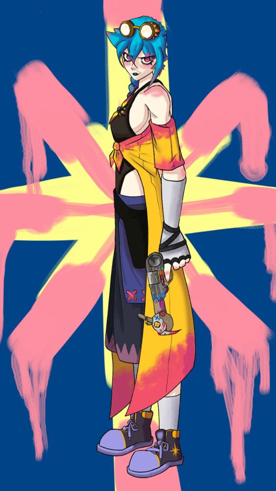 Lyra Lidell criou a própria arma, é um milagre que essa coisa não exploda na mão dela, já que ela adora um espetáculo explosivo!