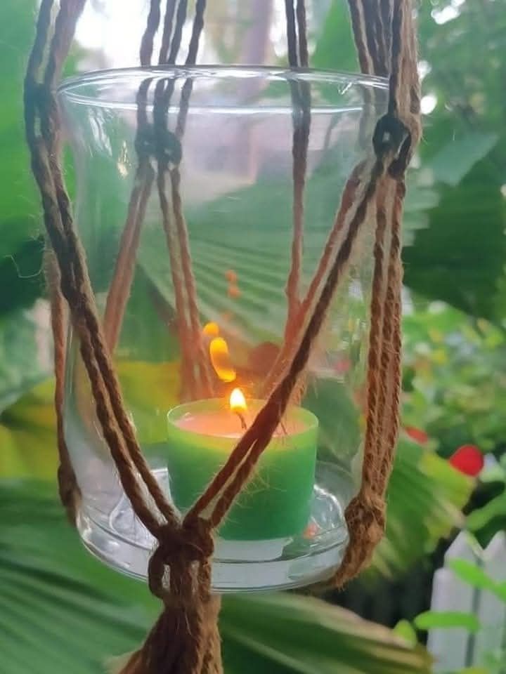 Nightly votive in the porch garden.