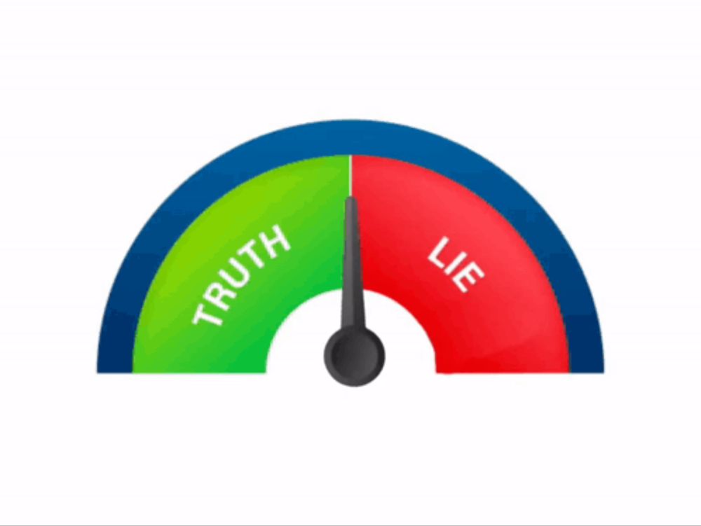 a green and red gauge shows truth and lie