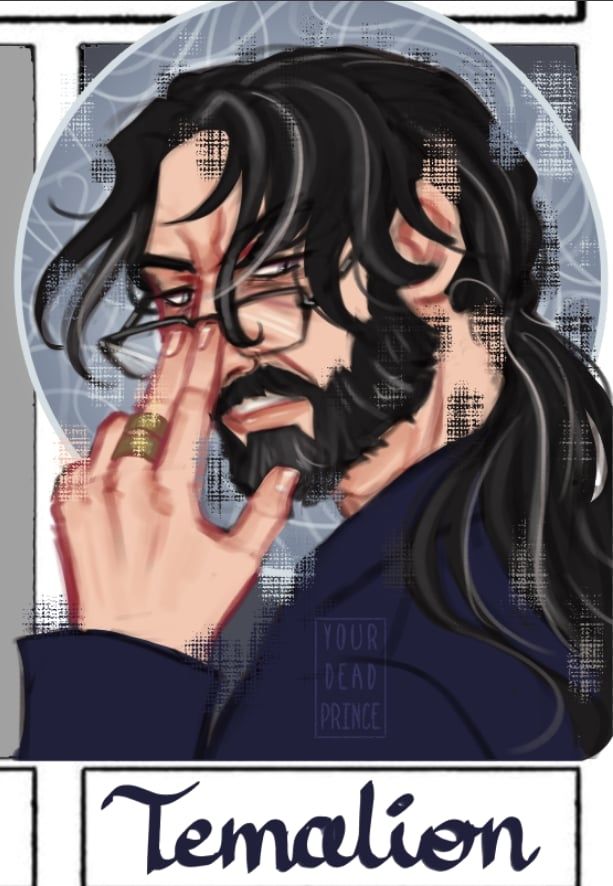 Drawing of a man adjusting his glasses and looking very annoyed.