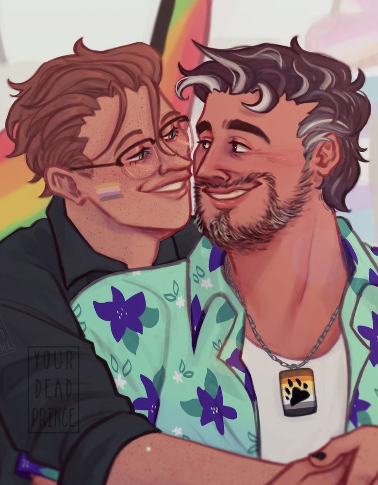 Close up on Marv's and Roy's faces. They seem happy, and they are tiny heart-shaped highlights in both their eyes.