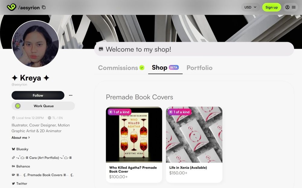 Screenshot of a product page of Premade Book Covers from aesyrion
