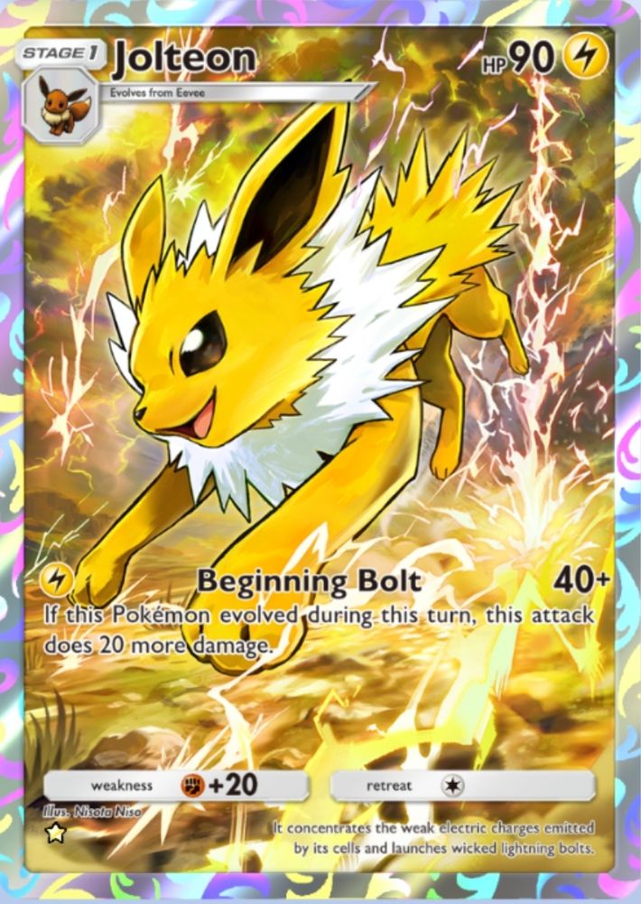 A screenshot of a Jolteon card in the Pokemon TCG card game