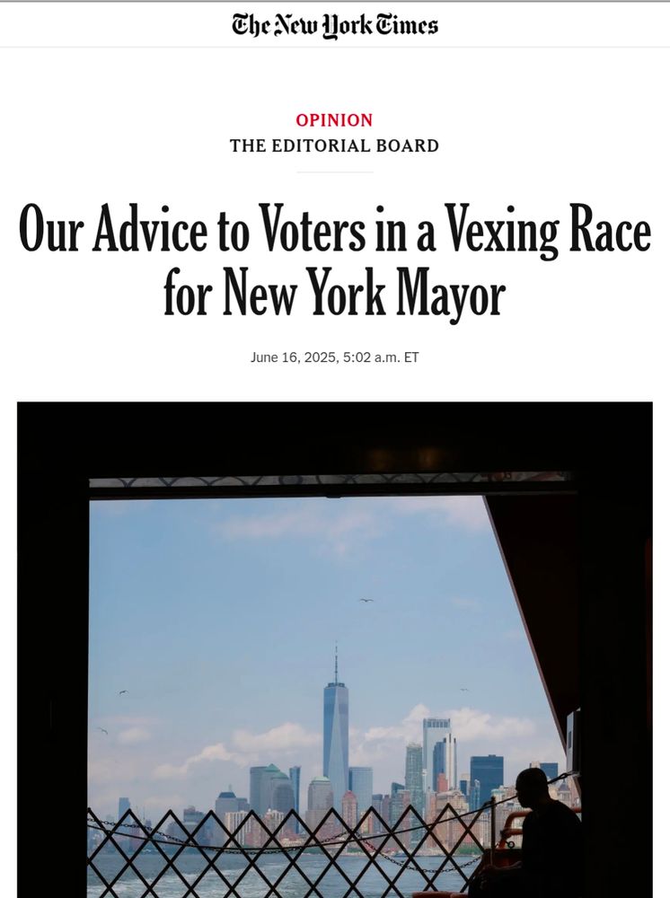 NYT Headline "On Advice to Voters in a Beyond Race for New York Mayor"