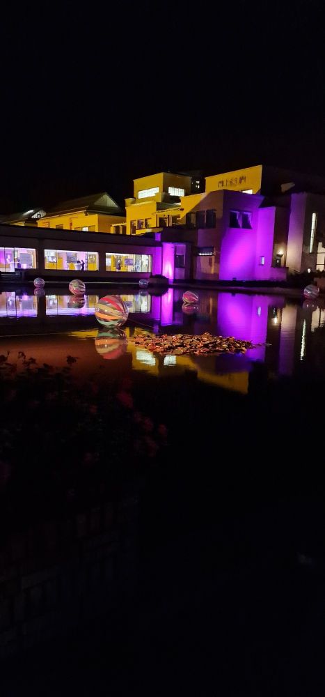 Kunstmuseum Den Haag, roze verlicht ivm Museumnacht 2023