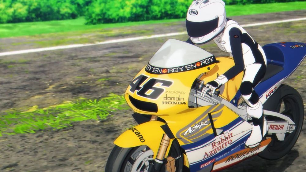 Youko riding a superbike from the anime series Touring after the Apocalypse Episode 9.