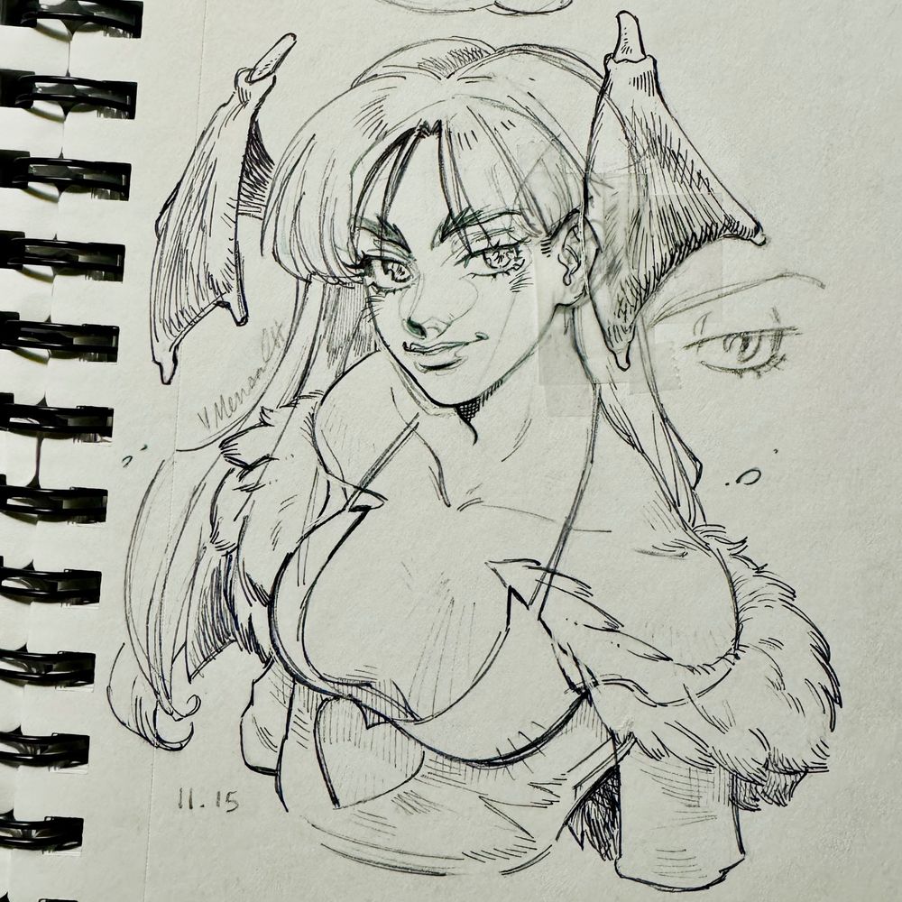 Bust sketch of Morrigan smiling at 3/4 view.

Originally, I was gonna draw short haired Morrigan but then I thought what if I just figured out how I’d like to draw her first.