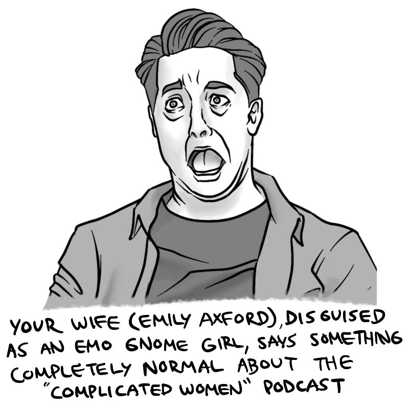 Fanart of Brian Murphy portraying Riz Gukgak in Fantasy High Junior Year by Dimension20. He has a look of horror on his faces in response to his wife talking about the "complicated women podcast" as Wanda Childa
#fantasyhighfanart #fantasyhighjunioryear #fhjy #dimension20fanart #rizgukgak #brianmurphy
