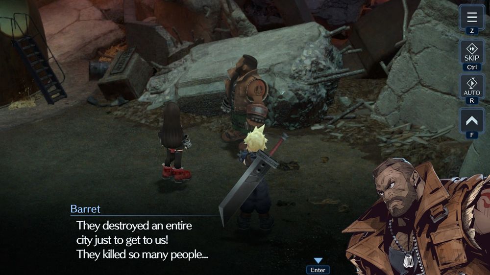 Barret: They destroyed an entire city just to get to us! They killed so many people...