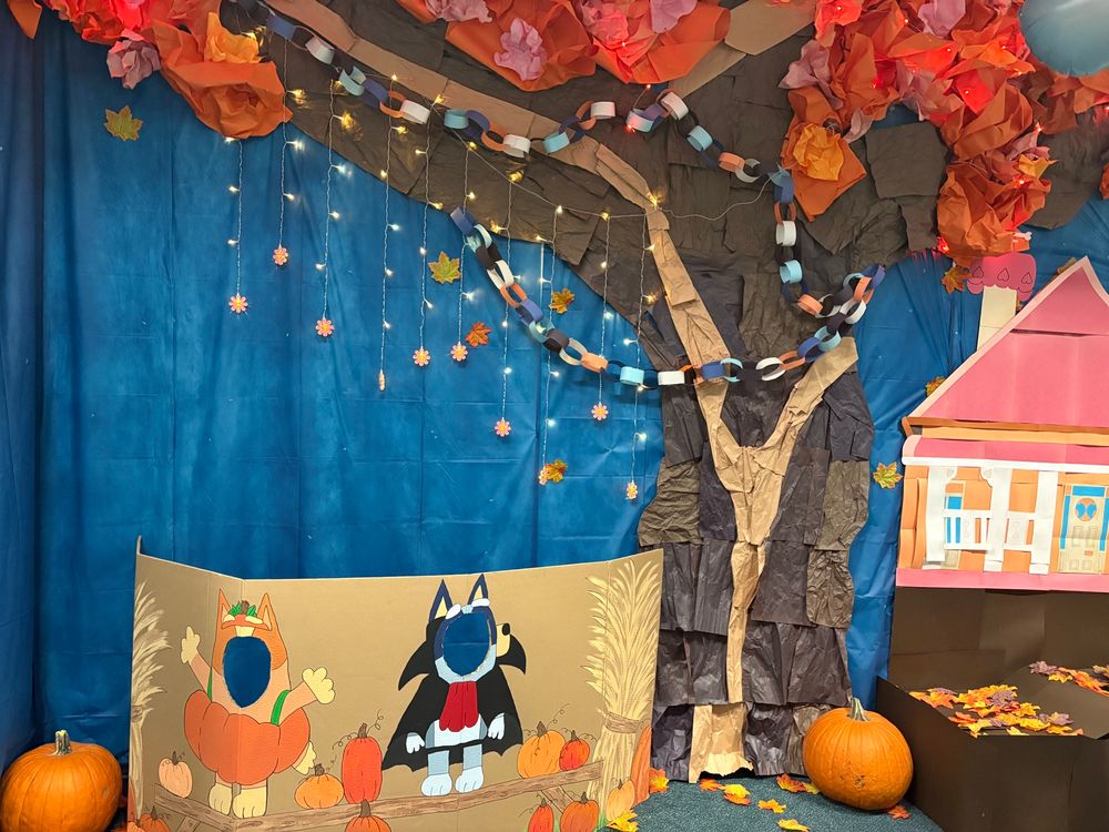 This is one of the deans’ offices. The whole thing is a Bluey set. Kids can even take photos of themselves as Bluey characters!