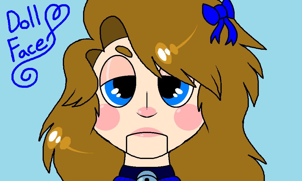 colored doodle of myself/my persona with facial features similar to that of dolls or puppets