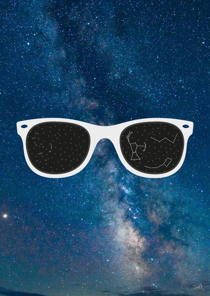 glasses against a starry night