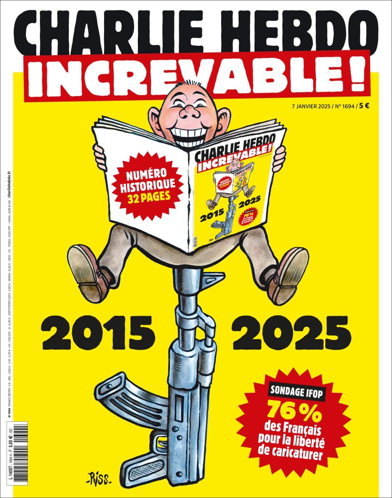 Une de Charlie Hebdo du 7 janvier 2025 « Increvables »