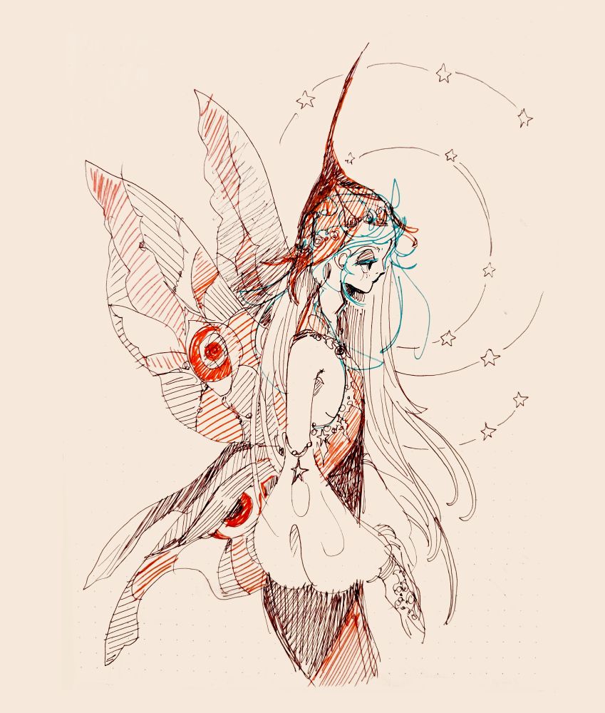 drawing from my sketchbook- a fairy in profile